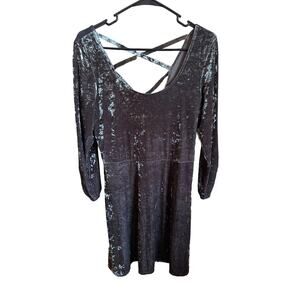 American Eagle Dress Velour Skater Mini Open Back Large Dress Y2K vibes
